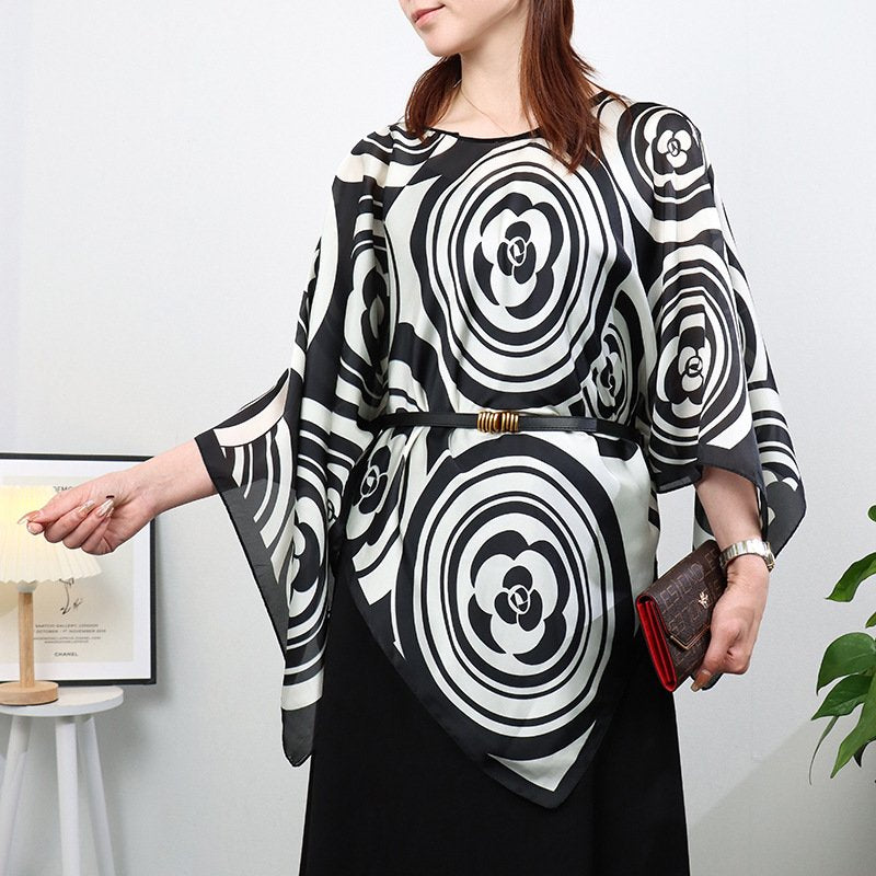 Gray Square Scarf Pullover Shawl for Women