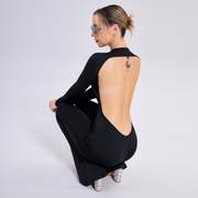 Slim-fit Straight-leg Jumpsuit for Women - Long Sleeve