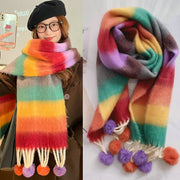 Dopamine Rainbow Striped Scarf for Women