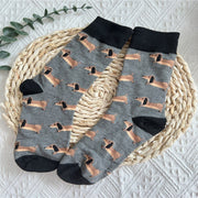 Gray Cartoon Puppy Socks for Women