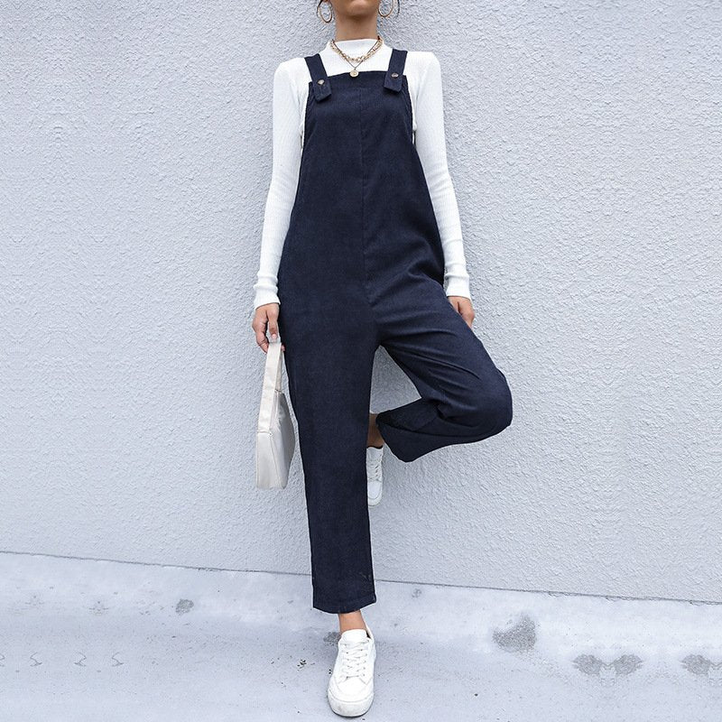 Autumn Warm Corduroy Suspender Pants for Women