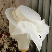 Elegant Pearl Flat Top Hat for Women