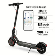 Smart App Controlled Foldable Adult E‑Scooter, 350W Motor, Long Range, 8.5" Anti‑Slip Solid Tires, LCD Dashboard, 3 Speed Settings, Dual Brakes, LED Front & Rear Lights, Aluminum Alloy Frame, 265 lb Weight Capacity