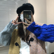 Winter Beret for Women, Breathable Rabbit Fur Hats