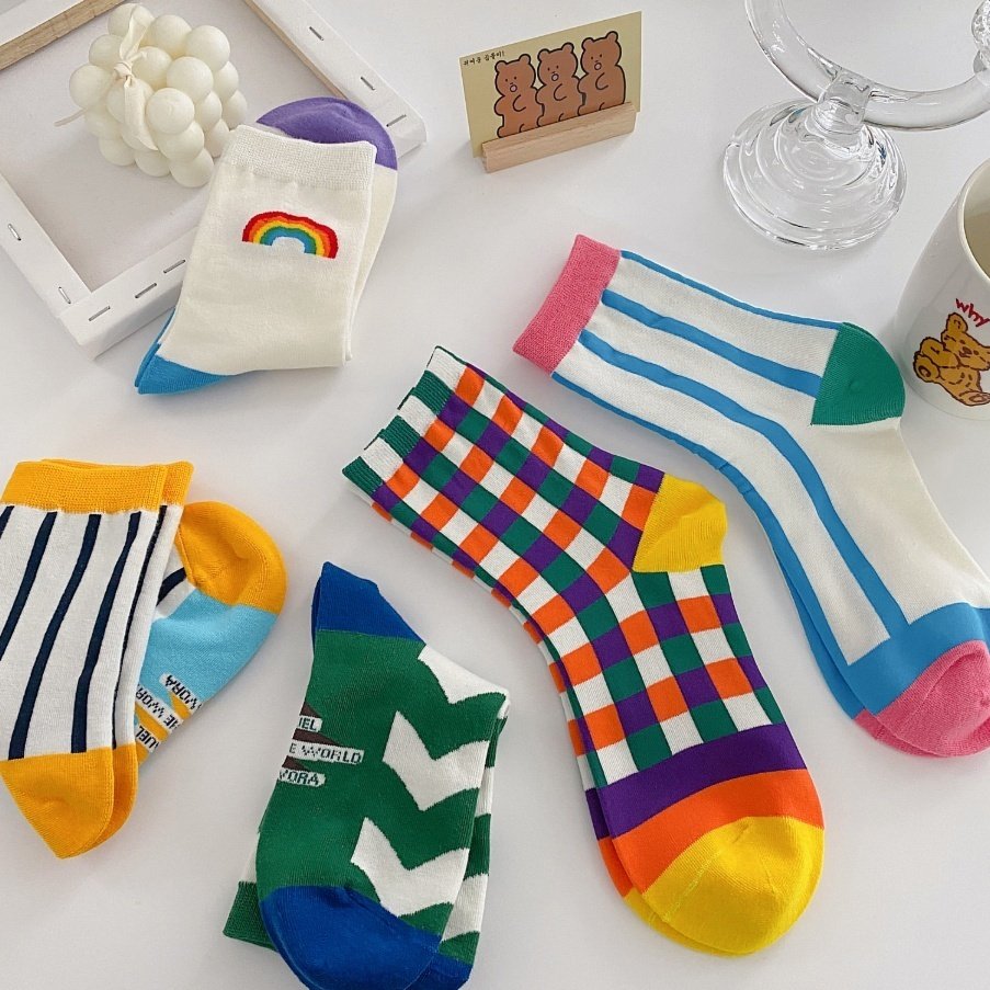 Rainbow Mid-Calf Socks for Women