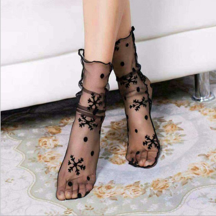 Transparent Breathable Lace Socks for Women