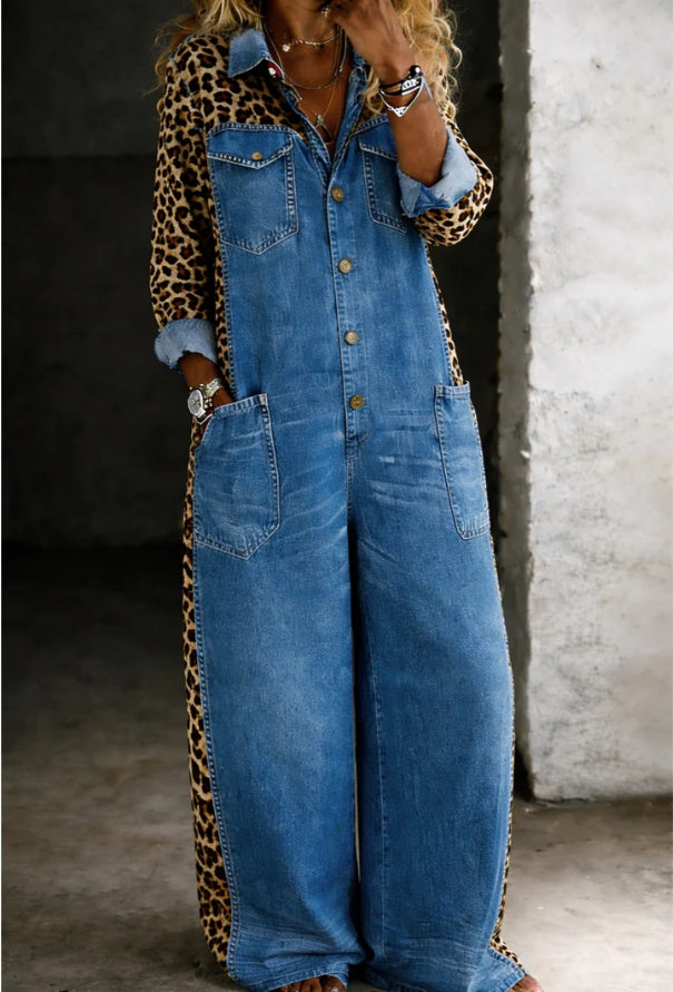 Retro Vintage Wide-Leg Casual Jumpsuit