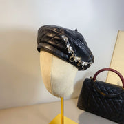 Adjustable Artificial Leather Beret Hat for Women