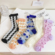 Mid Calf Crystal Silk Socks for Women