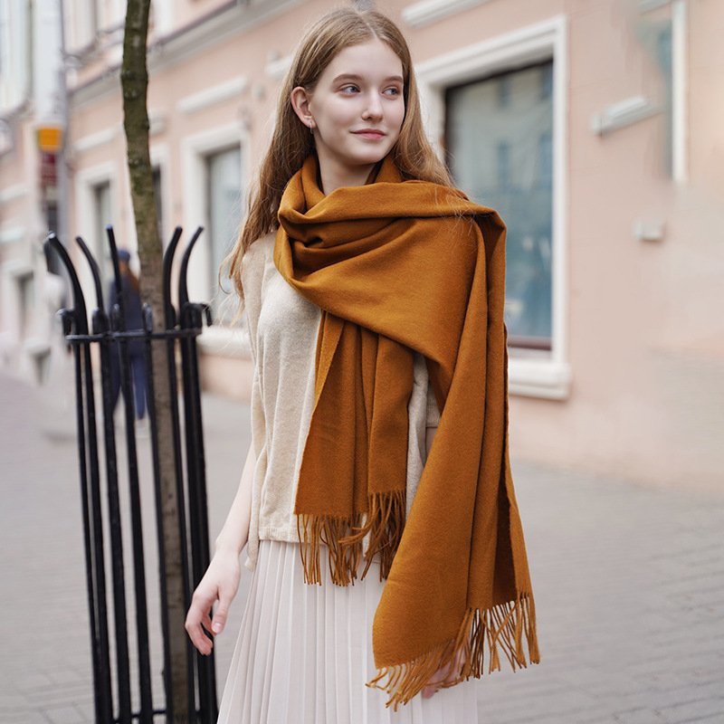 Warm Wool Tassel Scarf for Men and Women