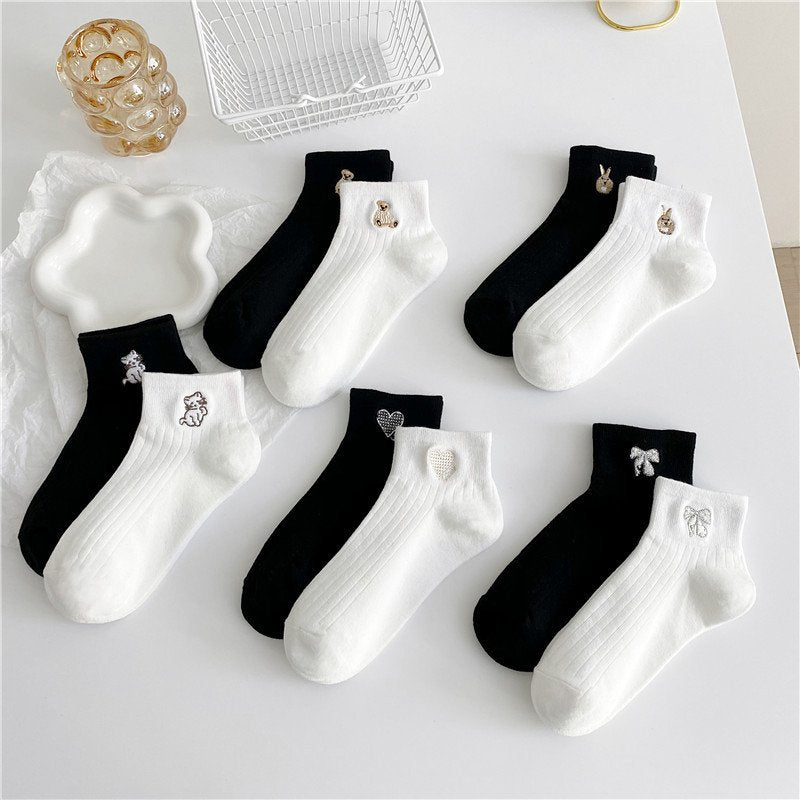 Soft Cotton Embroidered Socks for Women