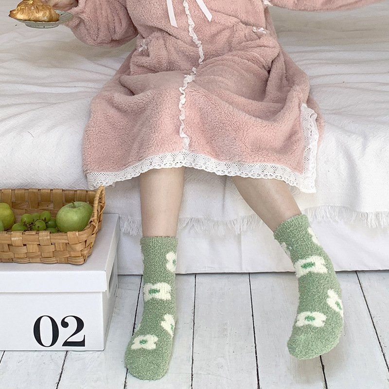 Soft Coral Fleece Mid-calf Socks for Women