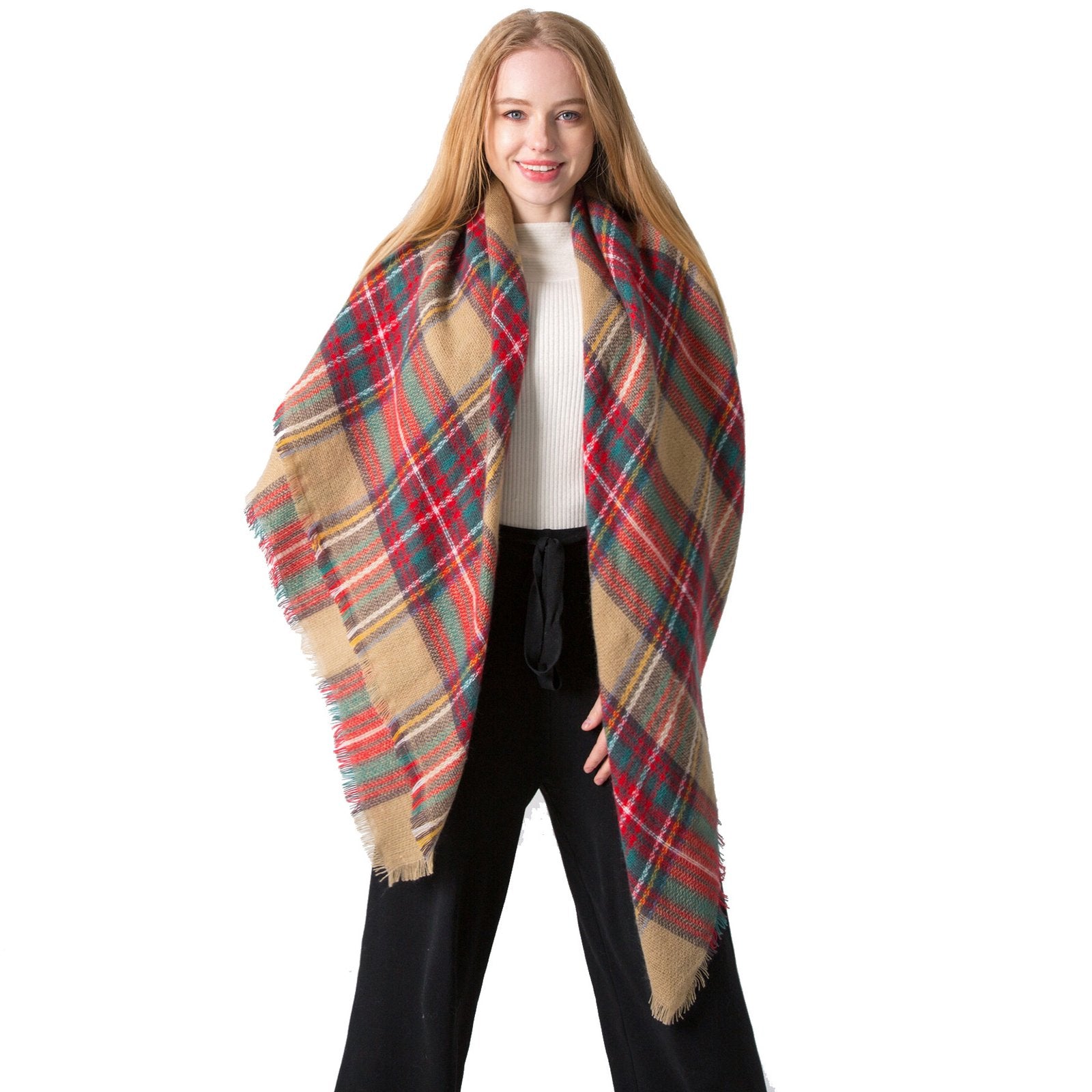 Plus-Size Double-Sided Scarf for Women, Autumn Winter Warm Shawl