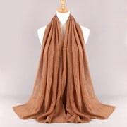 Soft Pleated Scarf for Women, Mid-Length Twill Crumpled Style