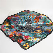 Wild Animal Print Silk Scarf for Autumn and Winter