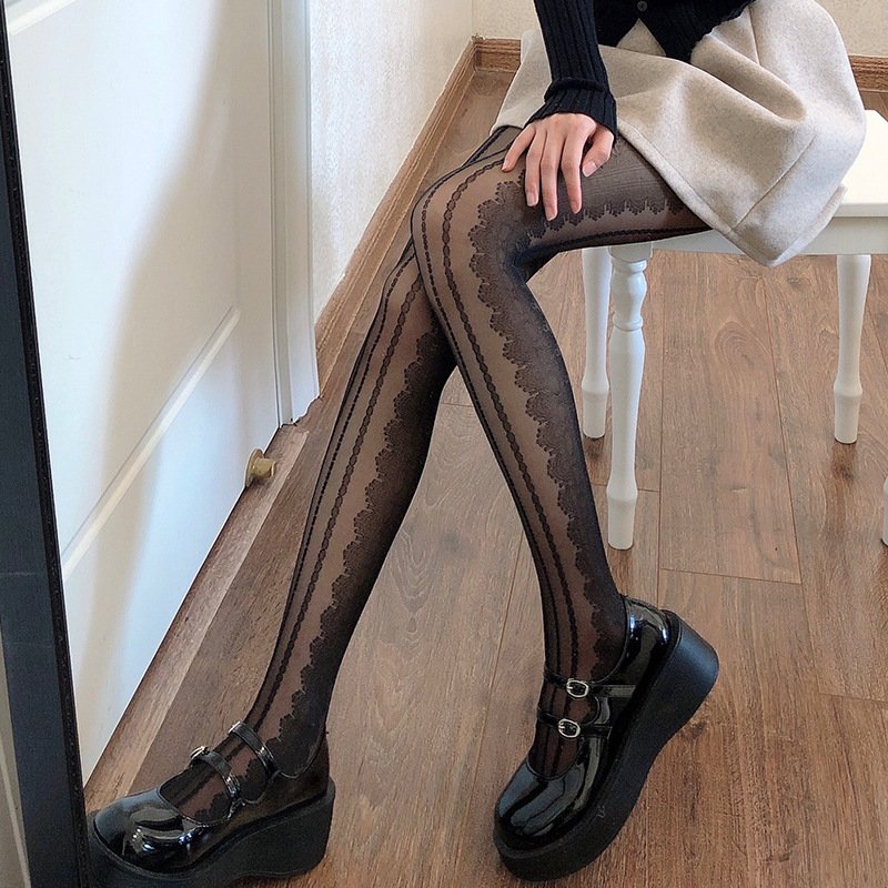 Lace Pantyhose for Women - Plant Flower Pattern