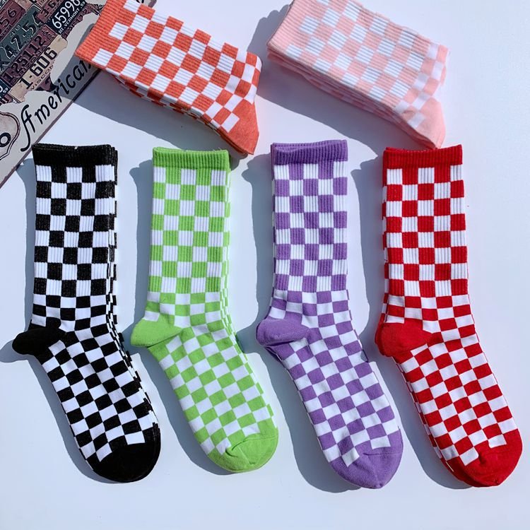 Trendy Chessboard Socks for Women