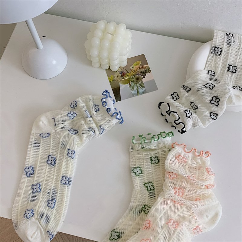 Cute College Style Mesh Tube Socks for Women