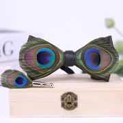Stunning Blue Peacock Bow Tie for Men