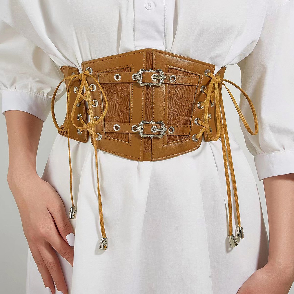 Fashionable Elastic Waist Leather Belt for Women