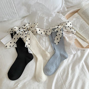 Cute Polka Dot Bow Socks for Women