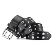 Double Row Pin Buckle Men's Leather Belt