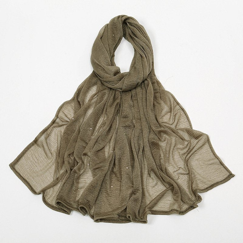 Stunning Rhinestone Pleated Headscarf for Women