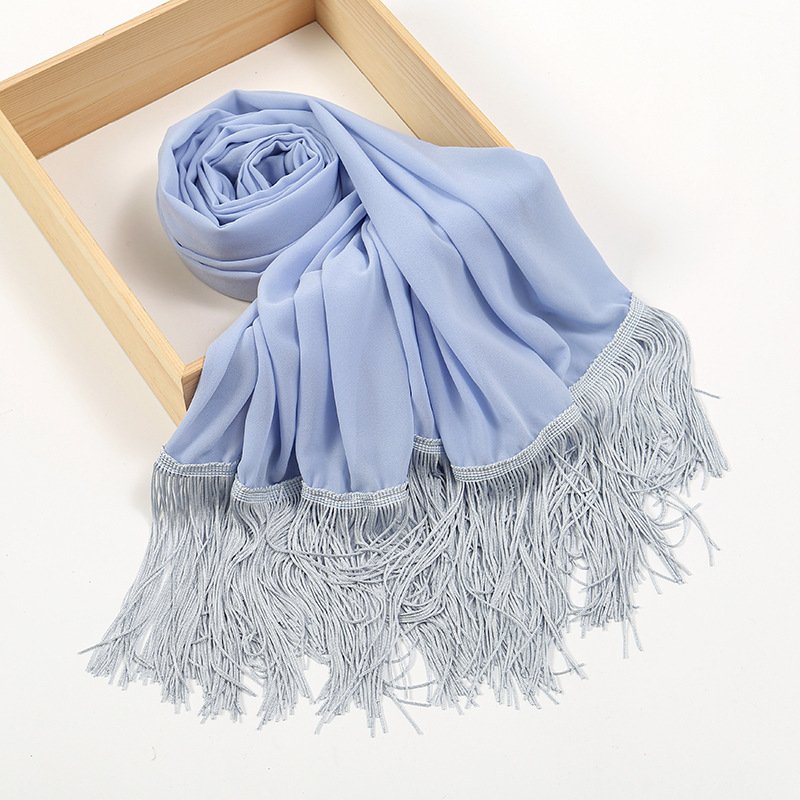 Long Fringe Chiffon Scarf