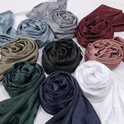Soft Satin Pleated Scarf Headscarf for Women