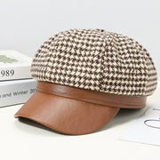 Retro Plaid Woolen Beret for Women