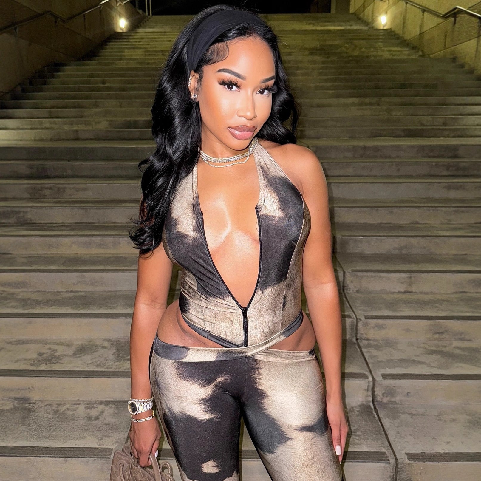 Sexy V-Neck Halter Hollow-Out Jumpsuit
