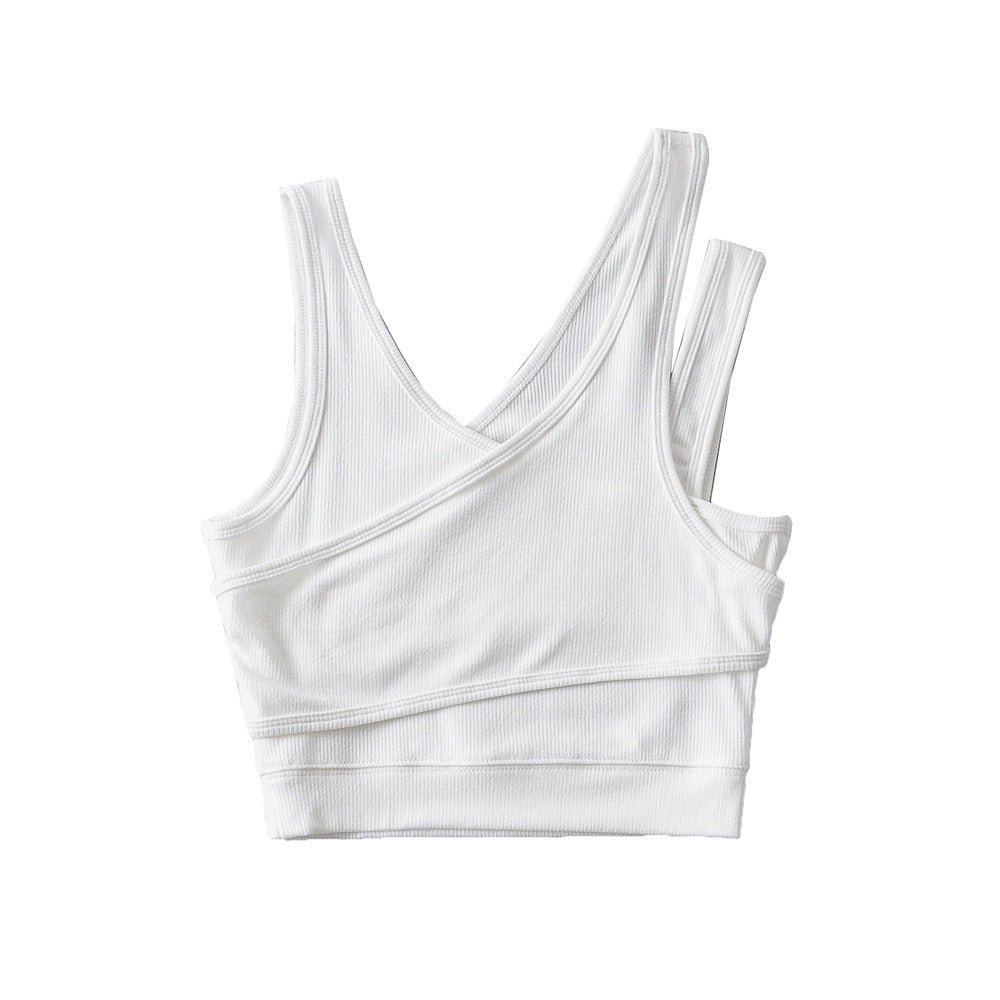 Chic Asymmetric One-Shoulder Slim Crop Vest