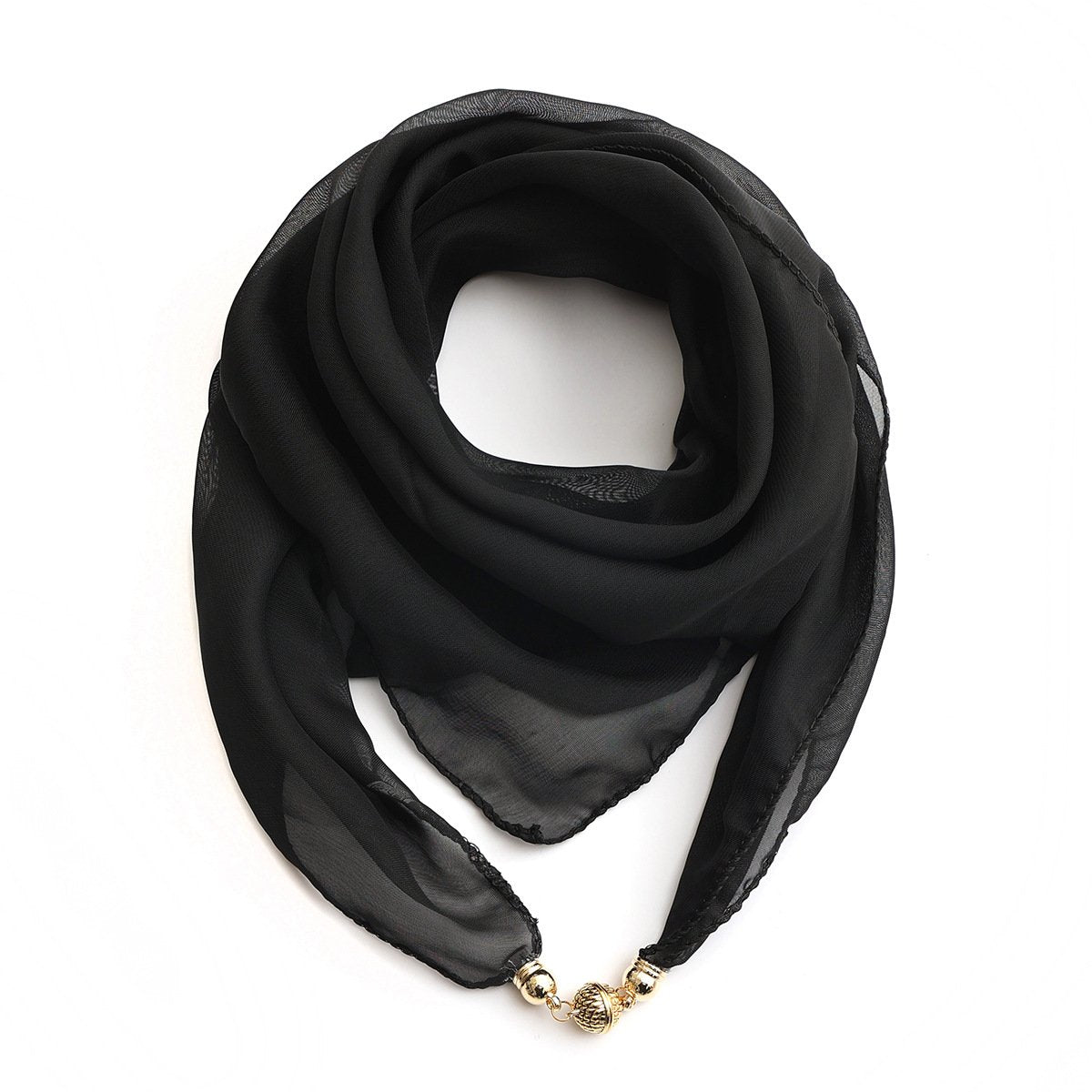 Monochrome Golden Ball Chiffon Silk Scarf