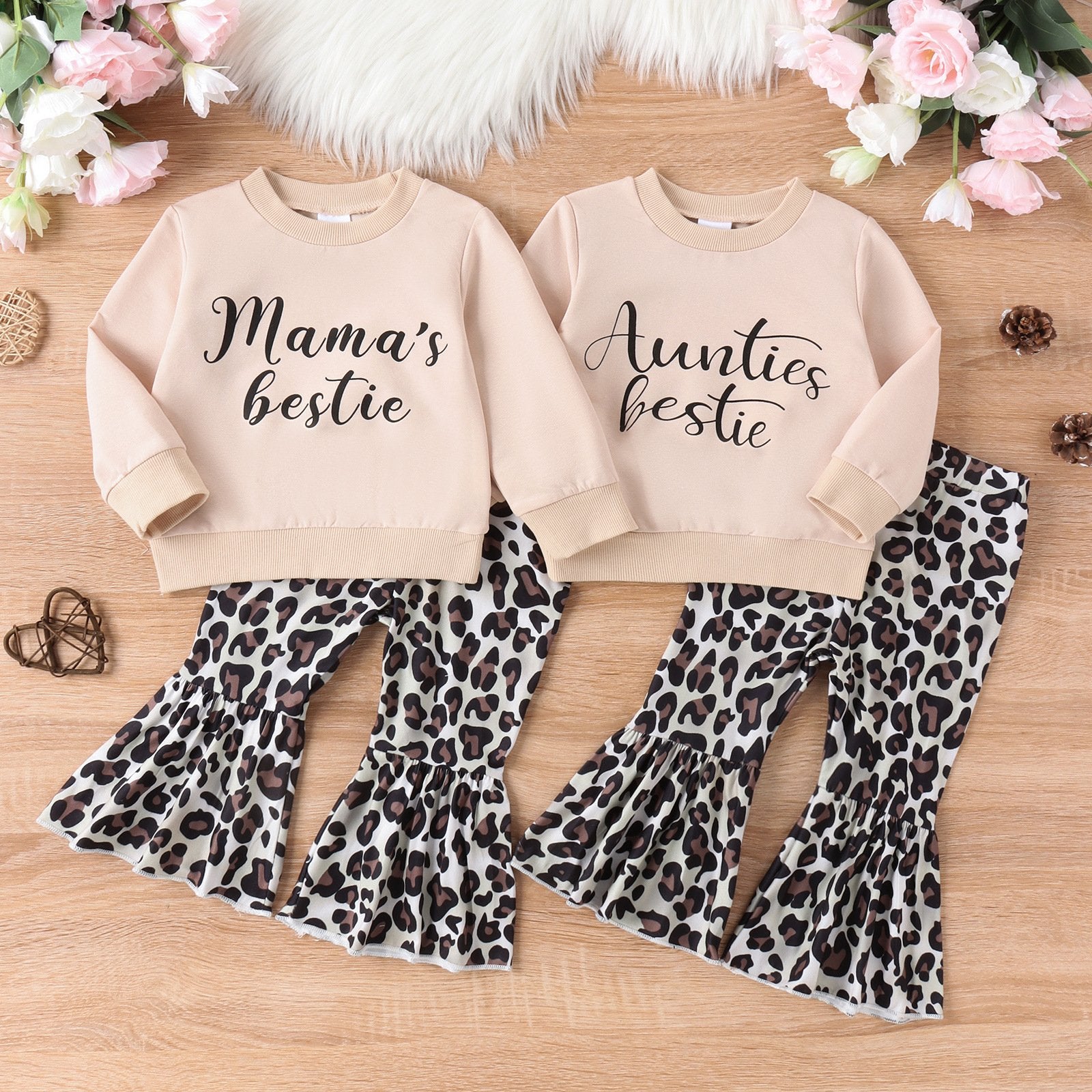 Girl's Leopard Print Sweater Set: Adorable Parent-Child Outfit