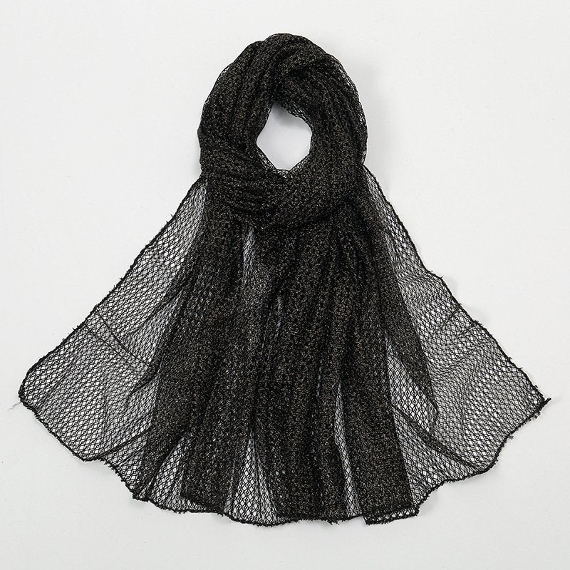 Soft Gold Mesh Shawl for Women