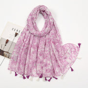 Ethnic Tassel Scarf - Soft Cotton Blend for Warmth