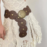 Retro Round Belt with Gold Buckle