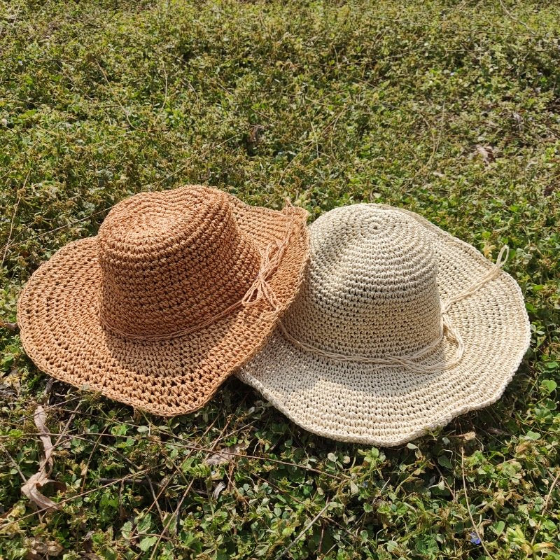 Hand-Woven Grass Bucket Hat for Mom & Baby