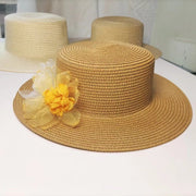 Beachy Brown Flat Top Sun Hat for Women