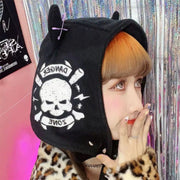 Devil Horn Skull Earmuffs Hat for Women