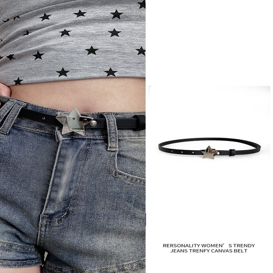 Black Five-pointed Star Accessory Belt for Women