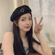 Summer Breathable Retro Black Beret Hat for Women