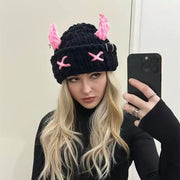 Cute Little Devil Mask Horn Knitted Hat