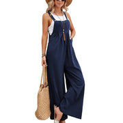 Casual Solid Color Suspender Pants for Women