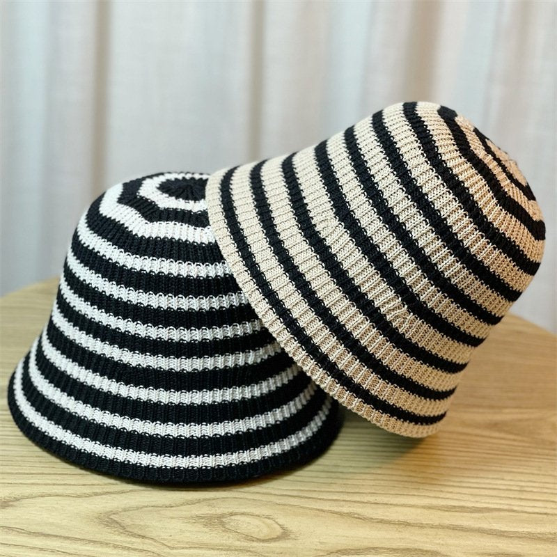 Protective Striped Dome Bucket Hat for Women
