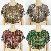 Elegant Women's Sequined Shawl Cape Coat