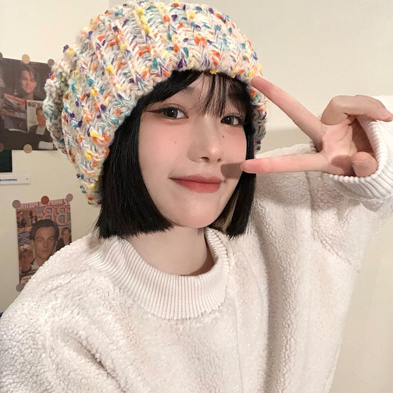 Warm Rainbow Beanie Hats for Women