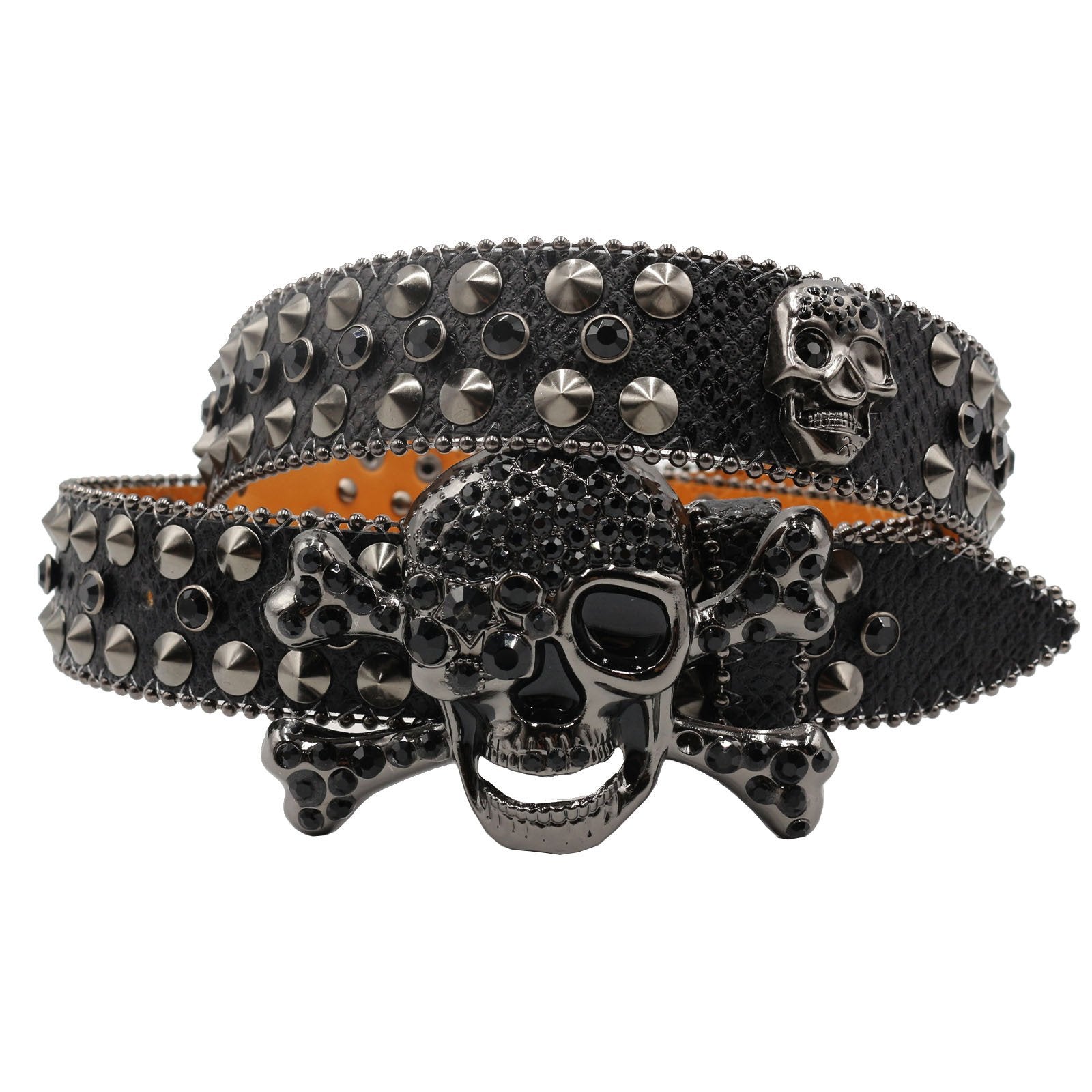 Diamond Embellished Rivet Snake Pattern Fashion Belt