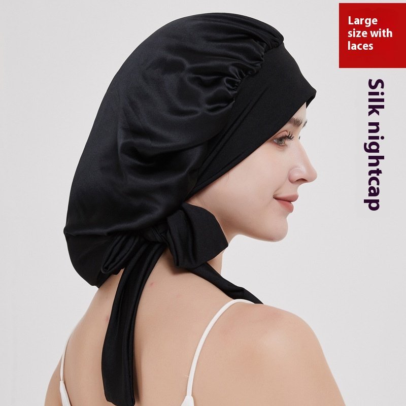 Large Adjustable Silk Night Cap for Women
