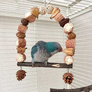 Natural Wooden Parrot Swing Bird Stand